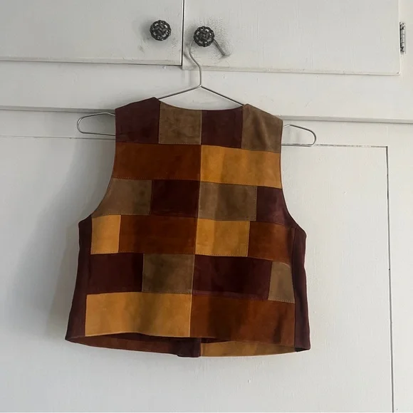 Sezane Tara Jacket - Camel Brown Ochre Patchwork - Picture 4 of 7